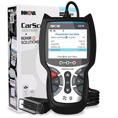 	Innova 5210 OBD2 Scanner & Engine Code Reader Battery Tester Live Data Oil	