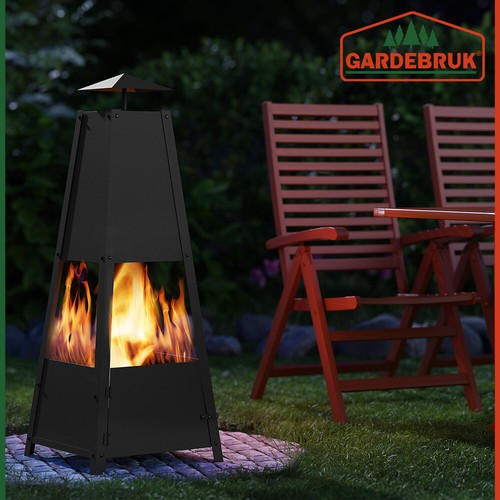 Feuerschale Feuerstelle Feuerkorb Pyramide Garten Terrassenofen Gartenfeuer Ofen - Bild 2 von 9