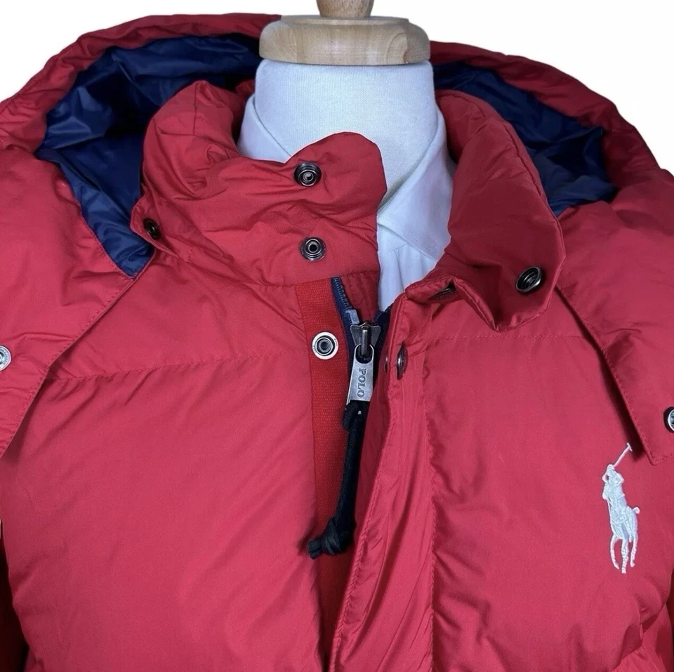 Chaqueta roja Polo Ralph Lauren pesada con capucha cremallera completa talla 2XLT NUEVA CON ETIQUETAS Foto 4 de 4