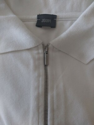  Joop Vintage White Polo Shirt Men XL White  Single Stitch  3/4 Zipper/ Pocket