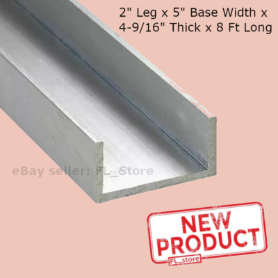 Aluminum Channel 2'' Leg x 5'' Base Width x 4-9/16'' Inside x 3/16'' Thick x 8 Feet