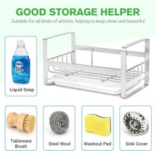 Kitchen Sink Caddy, Sponge Holder for Kitchen Sink, Sink Organizer - Silver
