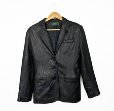 Vintage 90s Lauren Ralph Lauren Leather Blazer Made in Korea Women's Size 4