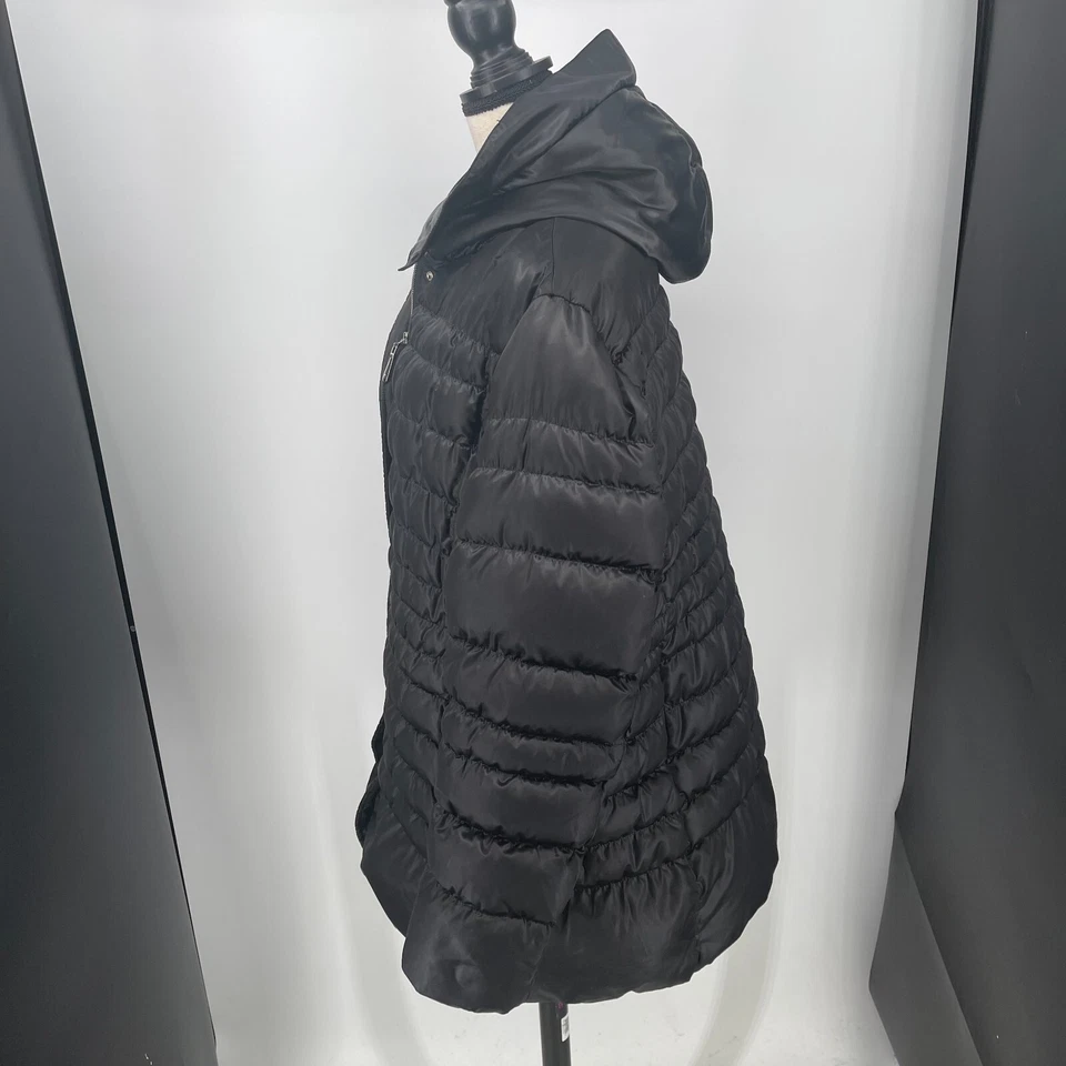 Parka Corso Venezia MUJERES Negra Genuina Rellena de Plumón Cremallera Completa con Capucha Talla GRANDE Foto 4 de 4