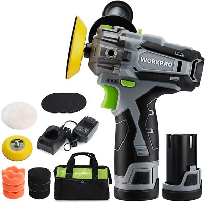 WORKPRO 12V Cordless Buffer & Sander Machine Kit 3'' Mini Car Detailing Polisher