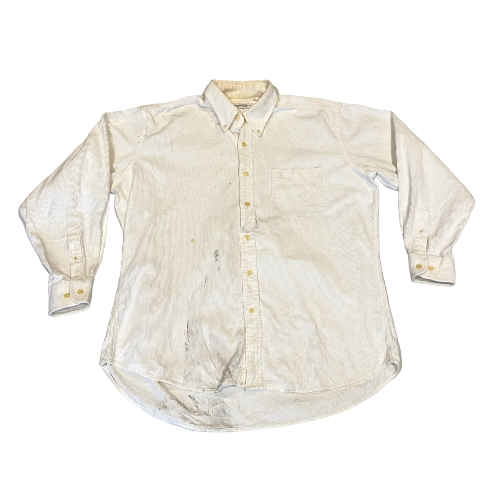 Camicia Yves Saint Laurent Vintage Uomo Bianco Designer Velluto a coste con bottoni