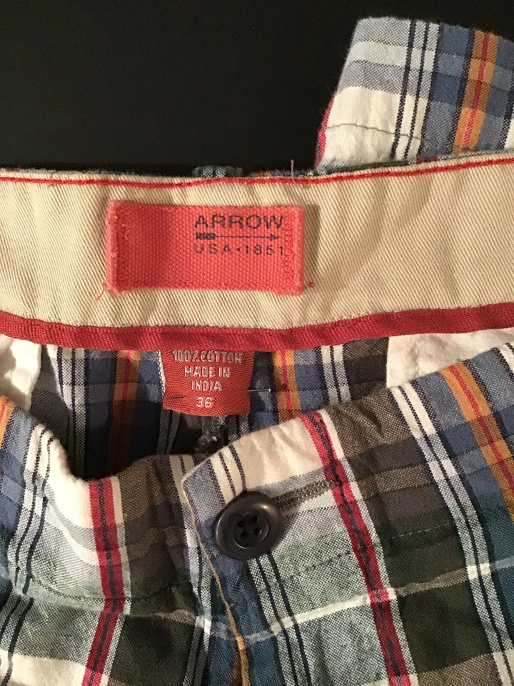 Мужские шорты Arrow Blue Jeans Co. размер 36 Madras хлопок пэчворк 4 кармана B 7 - Изображение 3 из 3