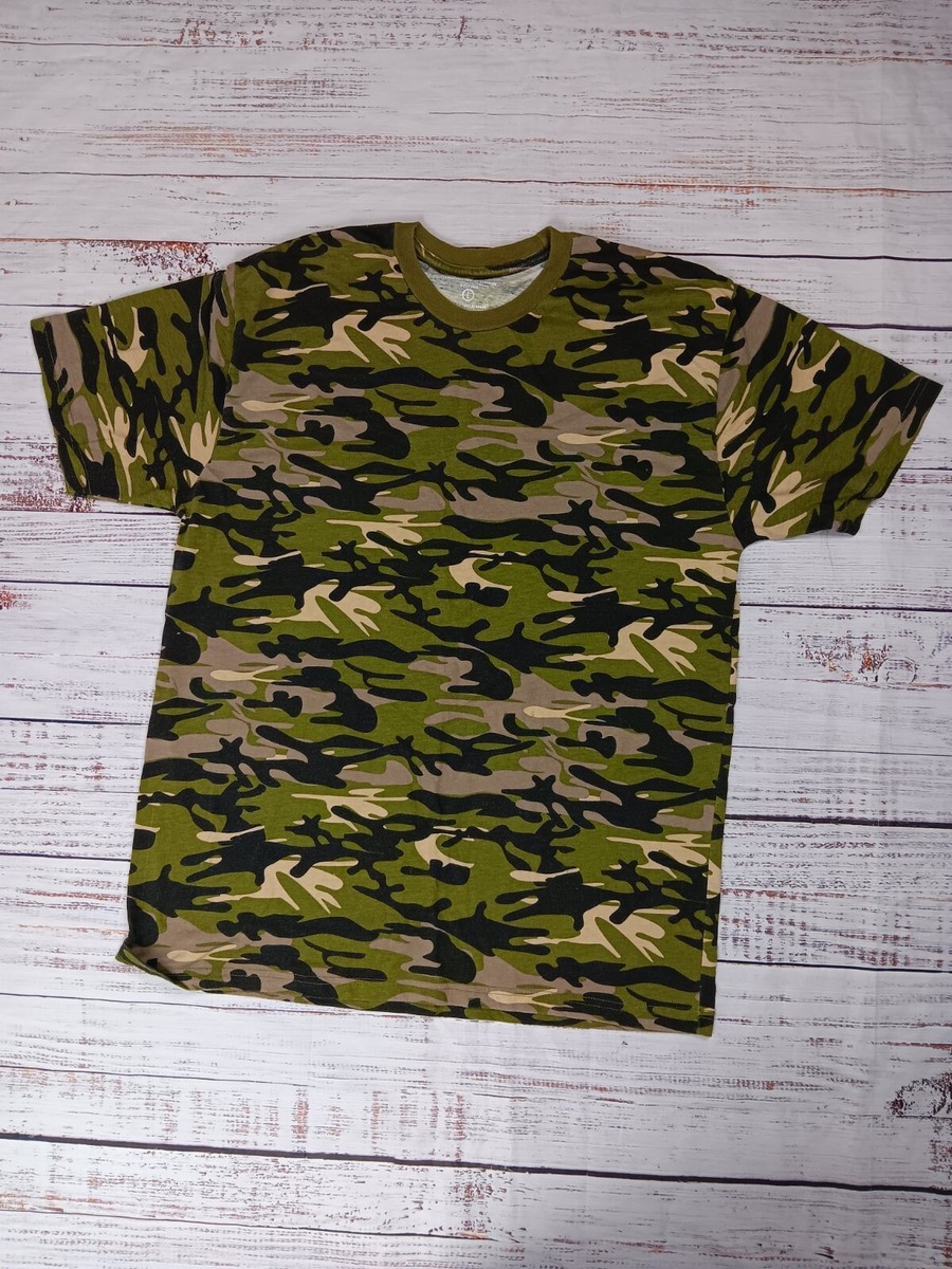 Chemistry T-Shirt Men's Large Green Camouflage Camo Short Sleeve
