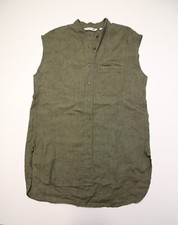 JW Anderson Uniqlo 100% Linen Tunic Top Womens M Sleeveless Band Collar Olive