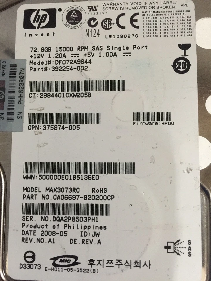   2x HP 72GB 15000RPM 3.5" SAS Server HDD MAX3073RC CA06697 392254-002 @- - Image 2 of 2