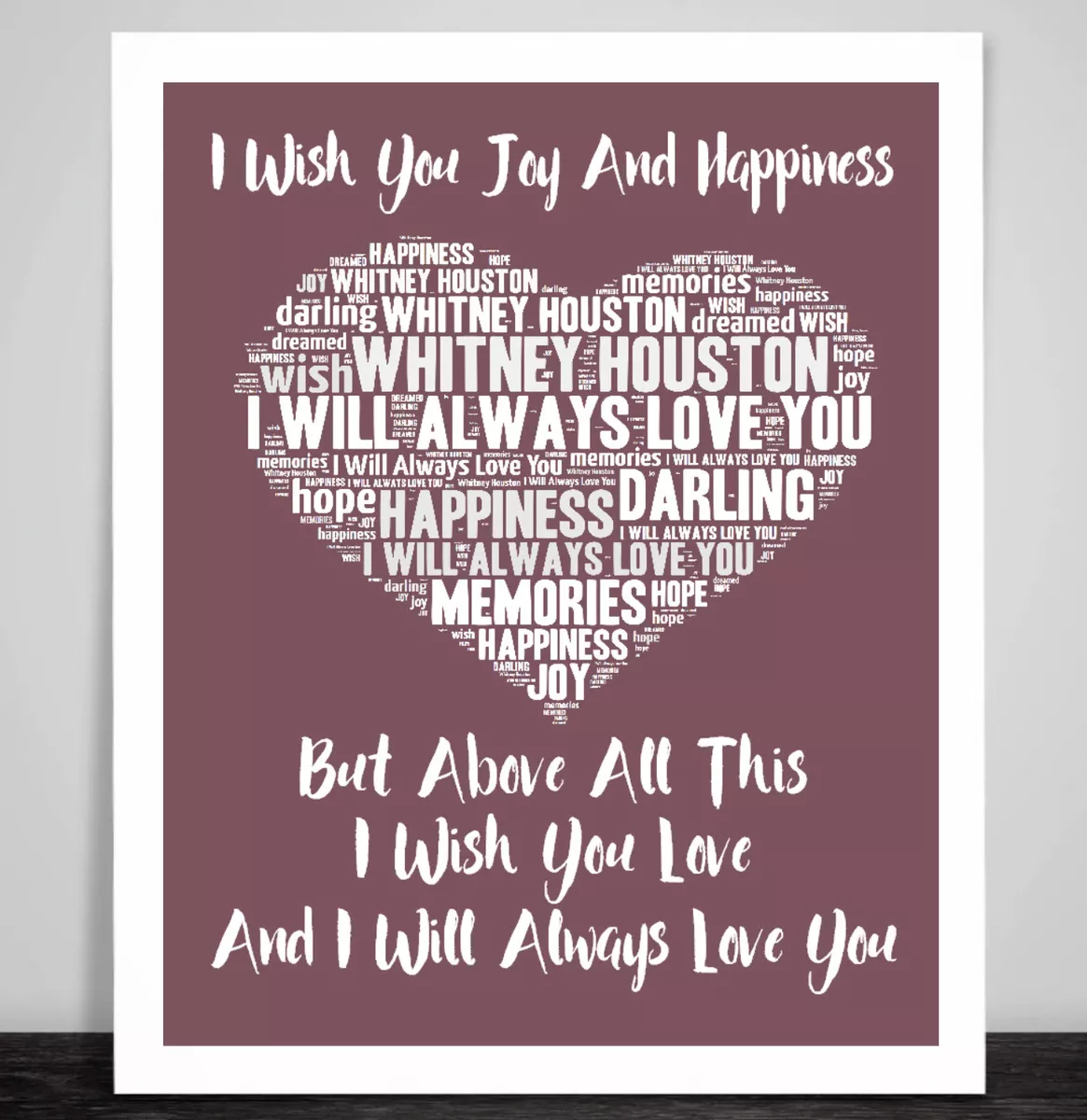  It's Your Love Script Heart Song Lyric Quote Wall Art Gift  Print : Home & Kitchen