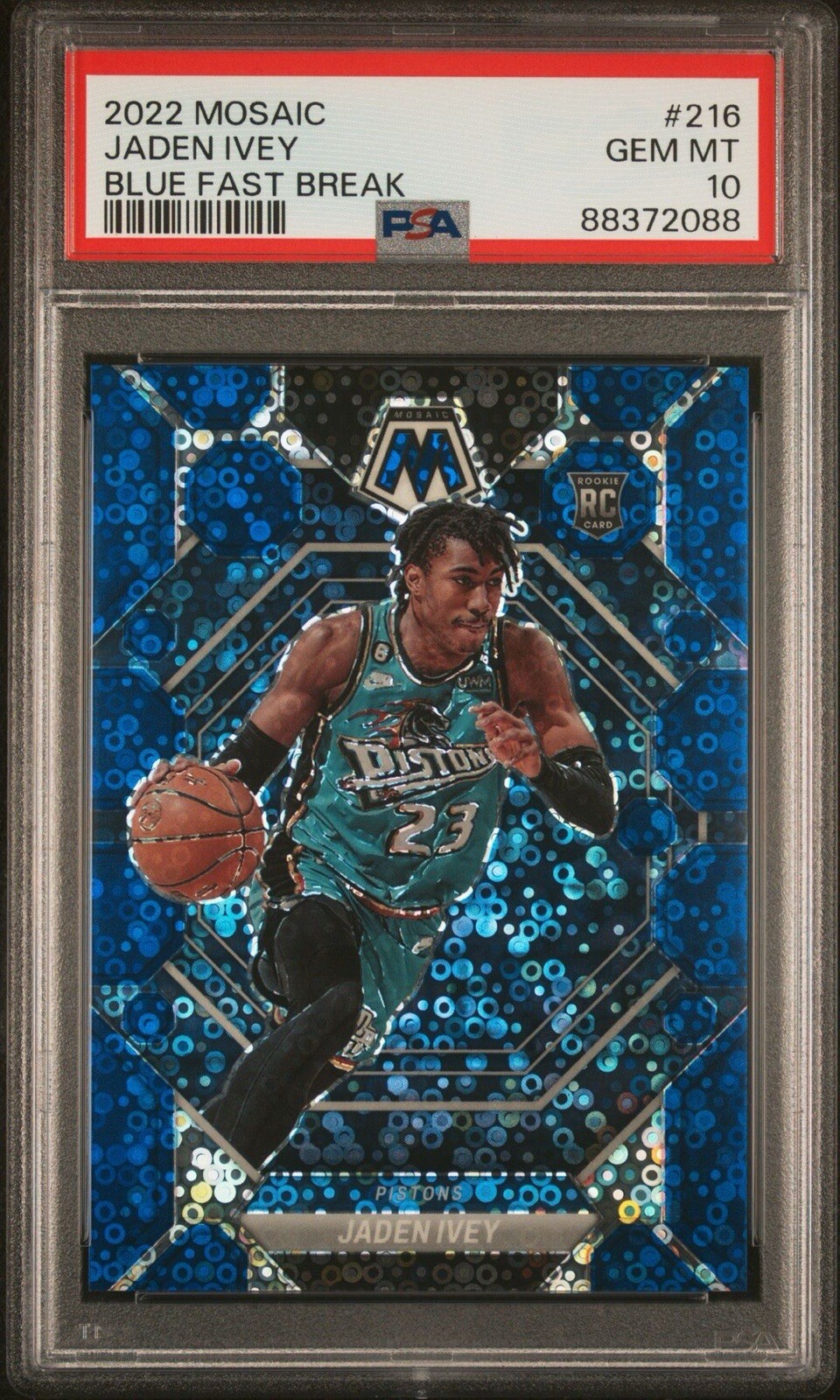2022 Mosaic Jaden Ivey Blue Fast Break /85 PSA 10 #216 RC Detroit Pistons