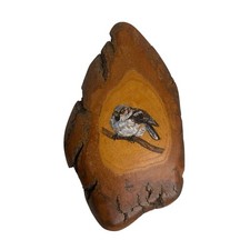 Vintage 1977 Handpainted Sparrow Bird on Wood by D. Horn 5.5" x 10"