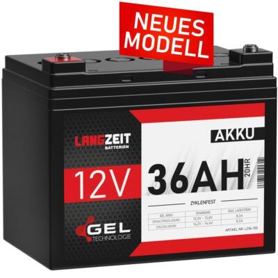 Gel Akku 12V 36Ah Blei Batterie Solar Golf Caddy Trolley Boot ersetzt 33Ah 35Ah