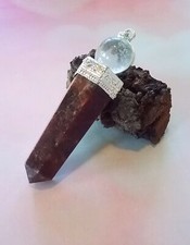 180 CARAT GARNET PENDANT, Faceted RUBY GARNET PENDANT With CRYSTAL ORB TOP