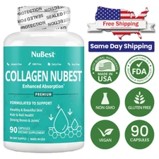 NuBest Collagen – Skin, Hair & Nail Support – Hydrolyzed Collagen – 90 Capsules