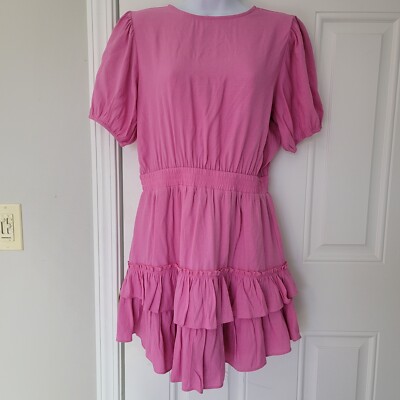 NWT Idem Ditto Tiered Ruffled Open Back Mini Dress Flirty Barbie Girly Size  M | eBay