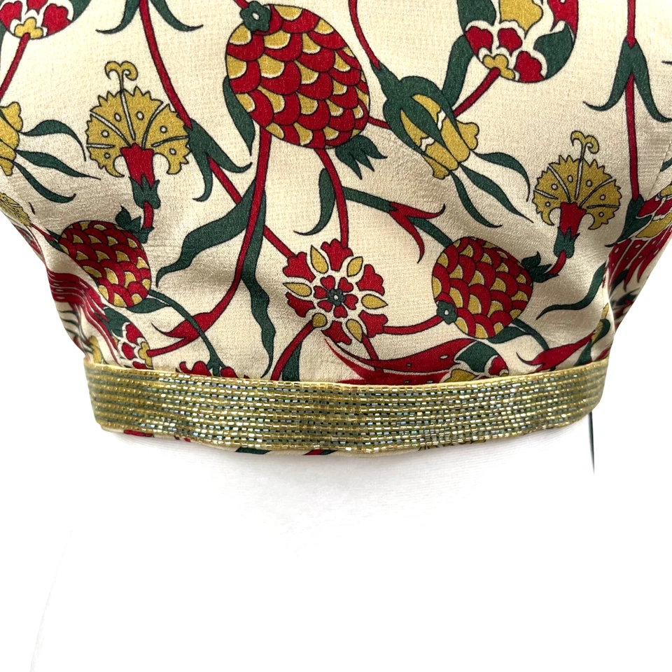 Blusa Halter Recortada XS Sari Lehenga India Boda Cuentas Festival Boho Foto 2 de 4