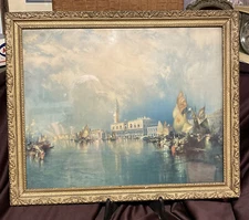 Thomas Moran Chromolithograph venice on the water 1912 frame is from same period