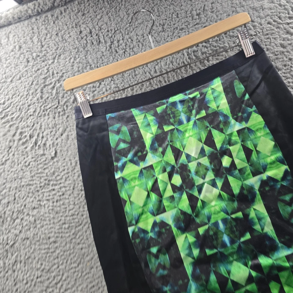 Vintage Veronika Maine Womens Pencil Skirt Size 10 Black Green Satin Knee Length - Image 2 of 4