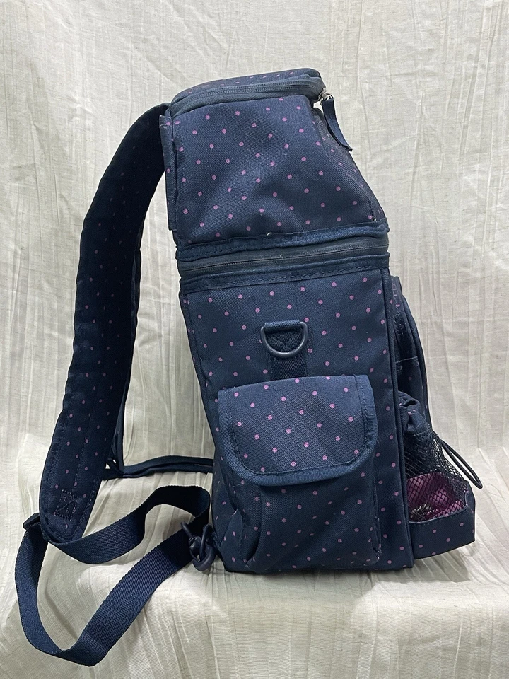 Mochila Cooler Matilda Jane Excelente Estado Usado Azul Marinho Rosa Bolinhas  - Imagem 4 de 4