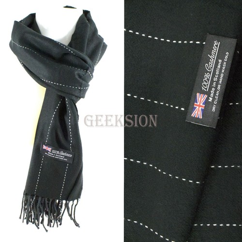 Winter Unisex 100% Cashmere Plaid Scotland Made Solid Striped Scarves Wool Scarf - Picture 54 of 65