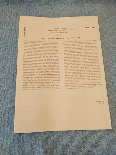 ALTER USGS Karten Index zu NYS Topographischen Karten 1981