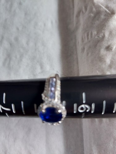 Tanzanian Blue Spinel with Tanzanite & White Zircon Accents Ring Size 8 - Picture 13 of 15