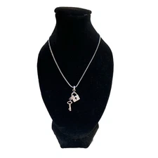 Swarovski Key & Lock Pendant Women's Necklace - White, Rhodium Plated