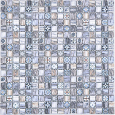 Glasmosaik Mosaikfliesen Retro Holzoptik Graublau Dark Duschwand Fliesenspiegel