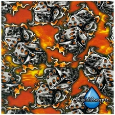 Hydrographic Film | Hydro Dip Film | Flaming Dice  19" x 7 Feet