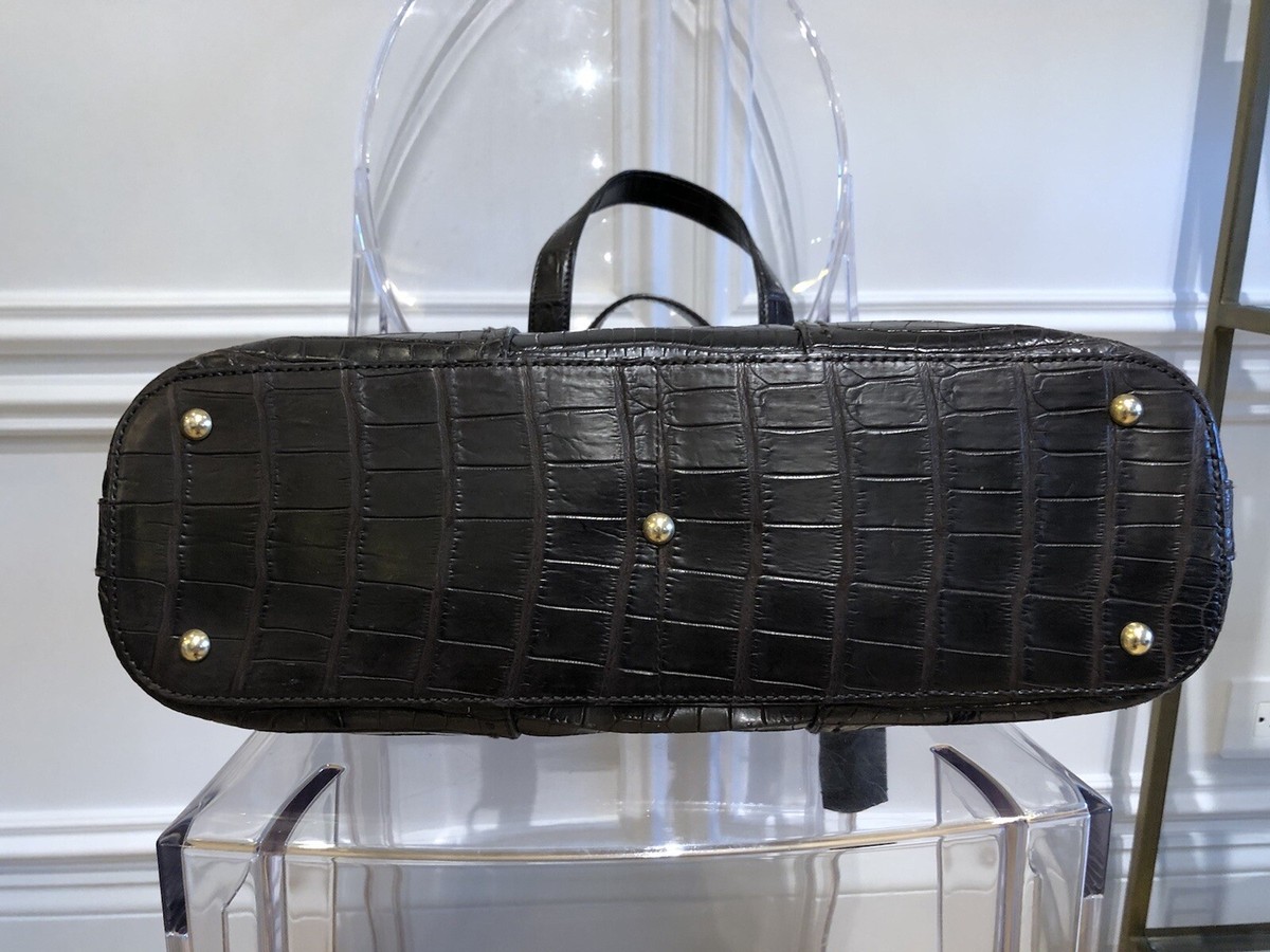 Yves Saint Laurent Brown Crocodile Muse Bag Shoulder Tote Satchel 
