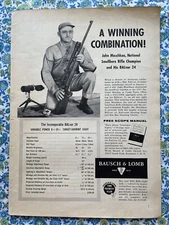 Vintage 1958 Bausch & Lomb B & L Balvor 24 Print Ad John Moschkau