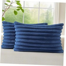 Cozy Faux Fur Throw Pillow Covers 12x20 Set of 20" x 12" Pack of 2 Navy Blue