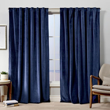 Velvet Heavyweight Light Filtering Hidden Tab Top Curtain Panel Pair, 52"X96", N