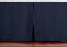 POTTERY BARN KIDS BABY CRIB SKIRT BELGIAN FLAX LINEN 16" DROP NAVY BLUE EUC 99