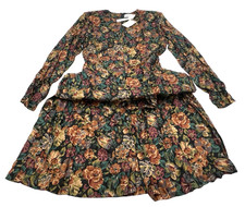 ALL WEEK LONG FLORAL V-NECK DRESS SZ 8 VINTAGE LONG FALL COLORS NWT