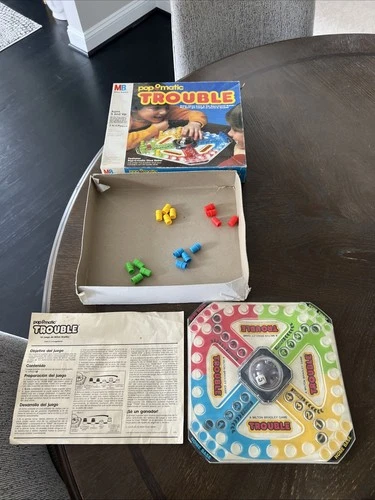Vintage Pop O Matic Trouble Board Game 1986 Complete Milton Bradley Family Fun