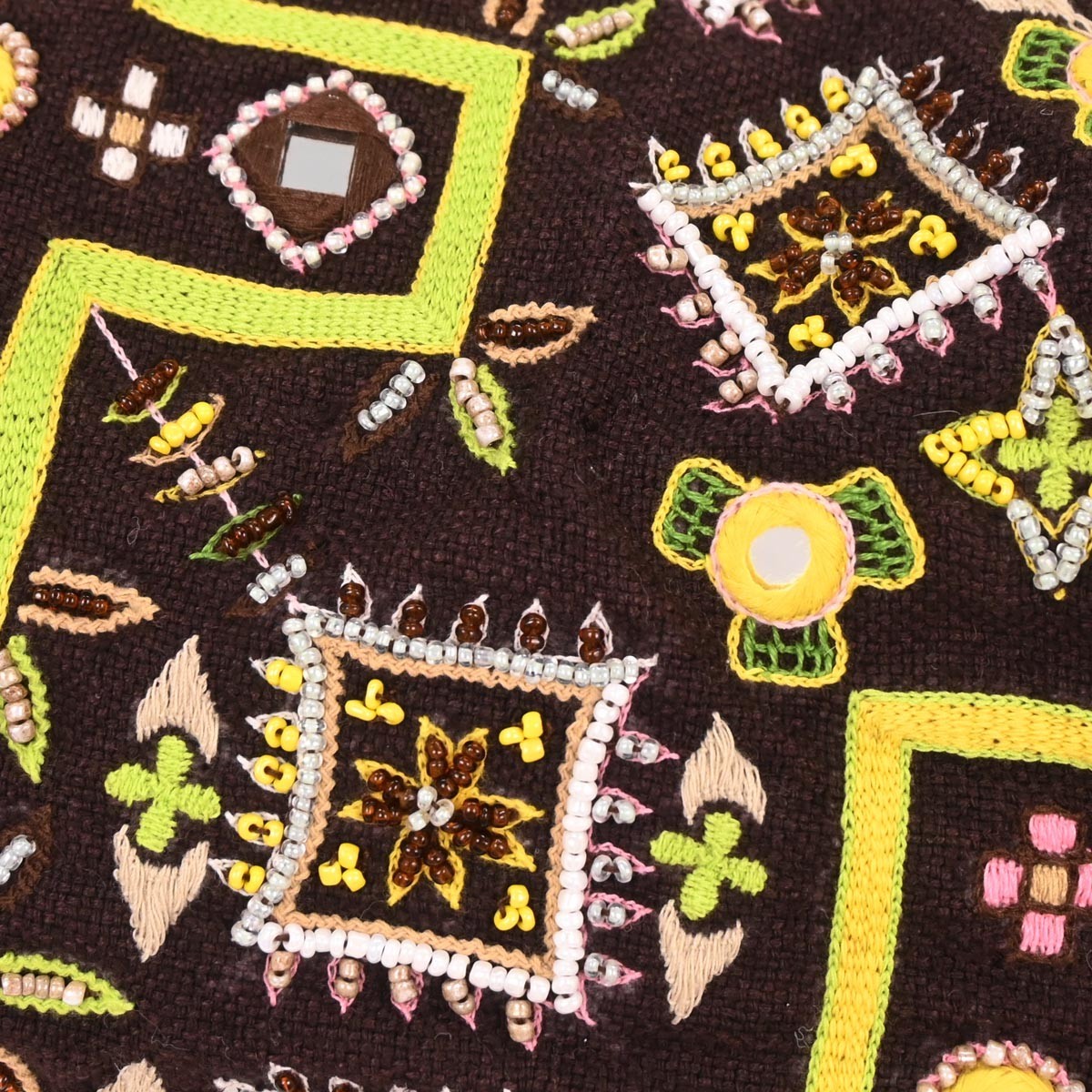 Fendi Brown Canvas Beads Embroidered Tote Handbag 155161 image 6