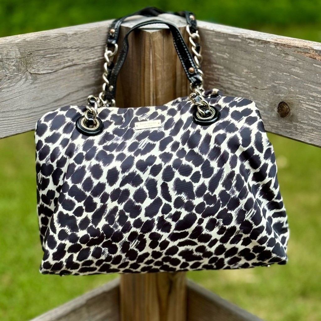 Kate Spade Lindenwood Elena Ocelot Print Tote with Storybook Lining EUC