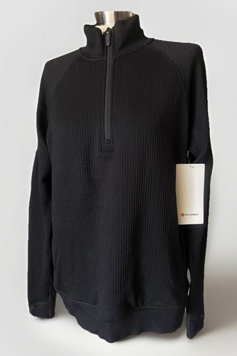 *NUEVO CON ETIQUETAS* LULULEMON Mujer Negro 1/4 Cremallera Rendimiento Atlético Chaqueta Talla 12 - Imagen 1 de 15