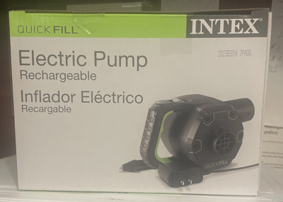 Intex 66641E 120 V Quick Fill Cordless Rechargeable Inflatable Air Bed Pump NEW