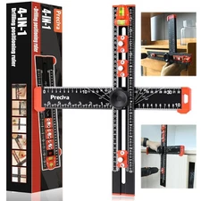 4-in-1 Adjustable T Square Ruler - 14"/35cm Multifunctional Drilling Guide & ...