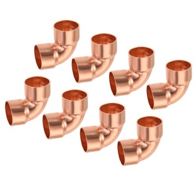 90 Degrees Elbow Copper Pipe Fitting Brazing Connection 5/8 Inch ID Pack of 8