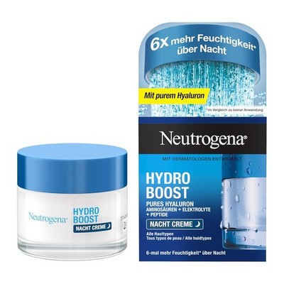 Neutrogena Hydro Boost Nachtcreme, regenerierende Gesichtspflege mit purer