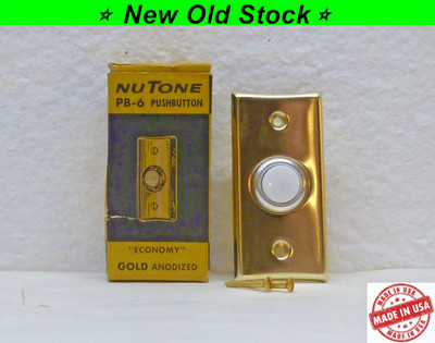 Vintage Nutone Solid Brass Rectangle Doorbell Push Button Traditional Classic