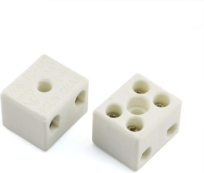 2-Pack 10A 2-Way 5-Hole Porcelain Ceramic Wire Connector Term Size: 5 Hole 10A