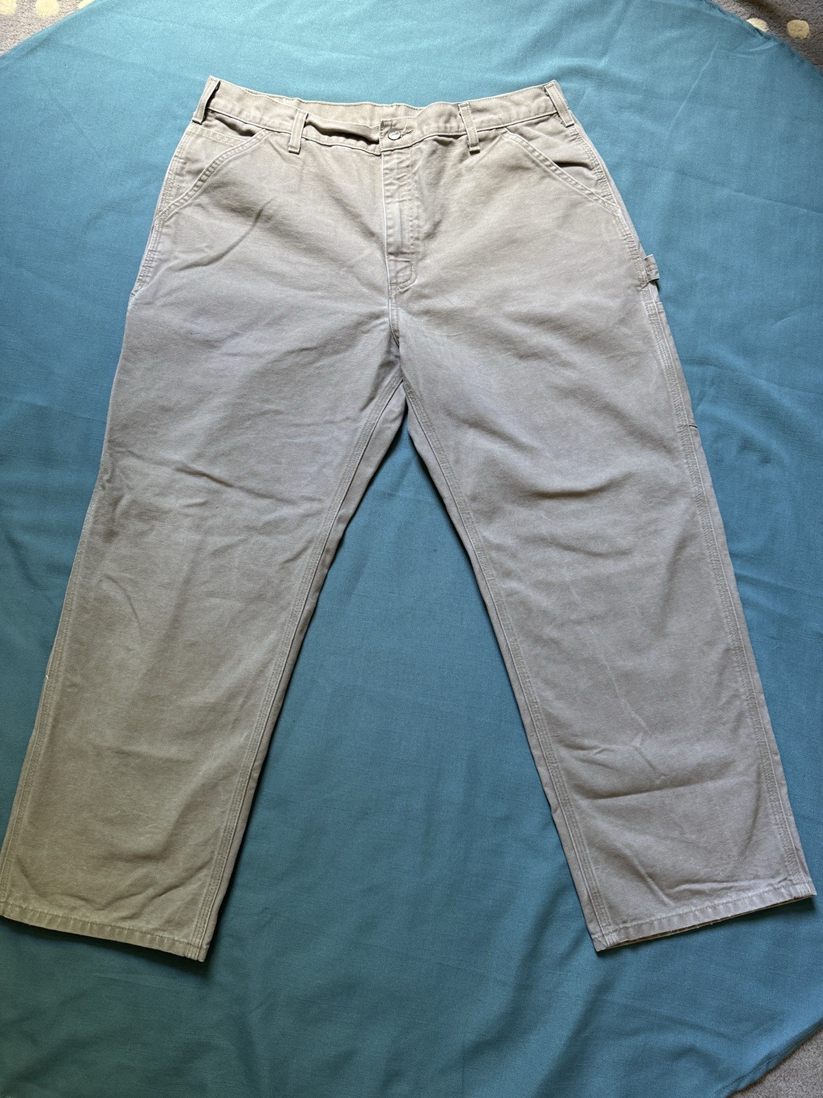 Carhartt Beige Original Dungaree Fit Canvas Carpenter Pants 02/15 38x30 B11