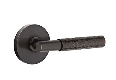 Emtek Select Passage, Disk Rosette, T-Bar Stem, Hammered Handle US10B RH