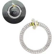 Bee Car Accessories Engine Start Button Decoration Ring Silver Girly Start/Stop